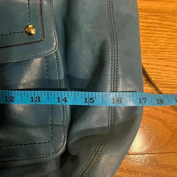 Coach Lindsay Hampton Teal Blue Hobo Bag with Golden Tone Hardware - Picture 11 of 12